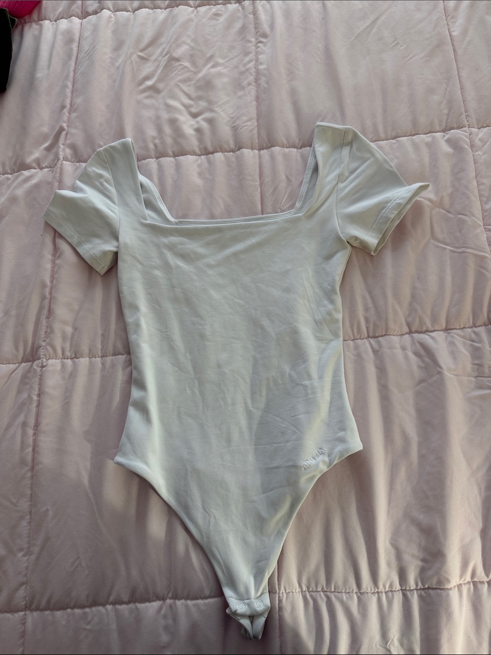 Aritzia Contour White Square-Neck Stretch Bodysuit